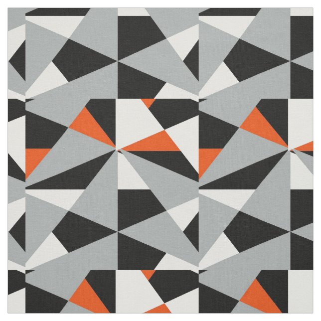 Tela Negrita Retro Geométrica Naranja Gris Mezcla Blanc (Retal)