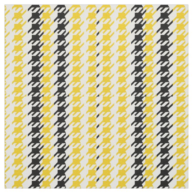 Tela Negro amarillo retro de Houndstooth (Retal)