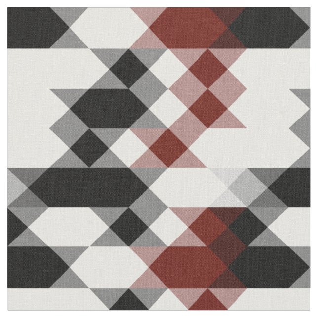 Tela negro blanco rojo geométrico (De cerca)