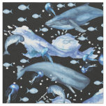 Tela Negro| Blue Watercolor Ocean Life Pattern