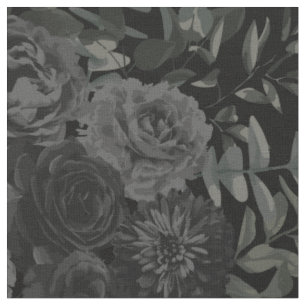 Tela Negro oscuro Rosa gótico floral