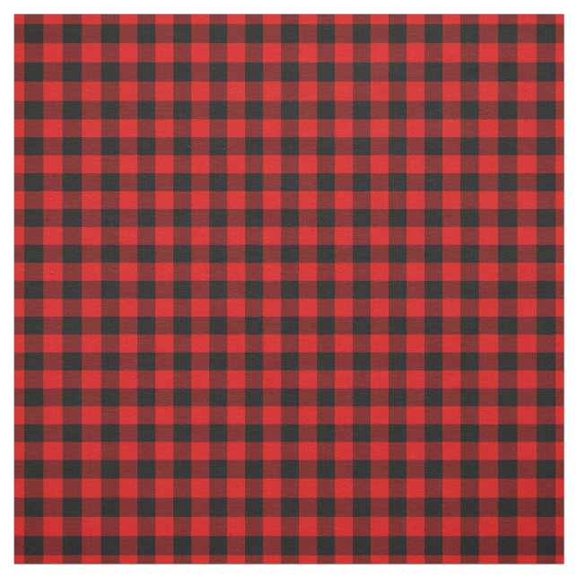 Tela Negro rojo Gingham Comprueba el patrón de plazas T (Retal)