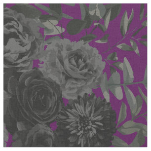 Tela Negro y morado Rosa gótico floral