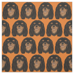 Tela Negro y Tan Cavalier Rey Charles Spaniel Fabric