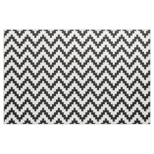 Tela Negro Zigzag Ikat y fondo blanco Personalizado
