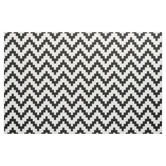 Tela Negro Zigzag Ikat y fondo blanco Personalizado ("Cuarto gordo" (fat quarter))
