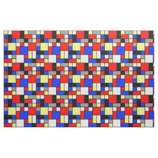 Tela Neo Plasticismo Bloques de Gris Blanco Rojo Azul