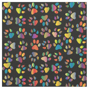 Tela Neon Paw Print en negro