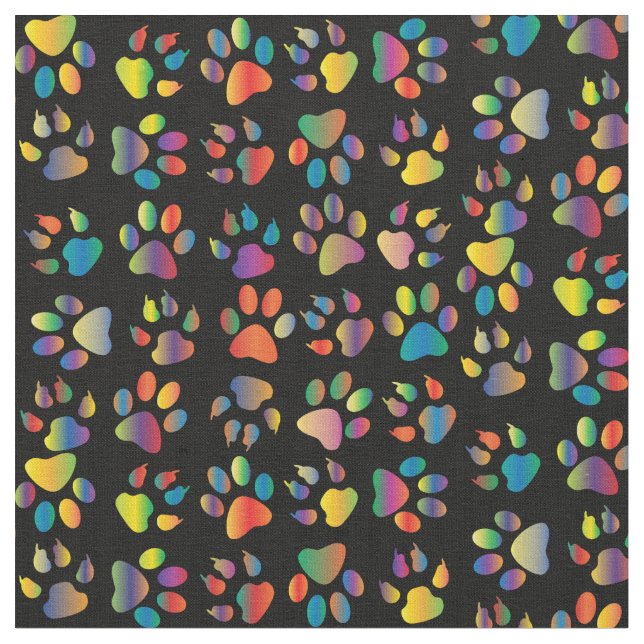 Tela Neon Paw Print en negro (De cerca)