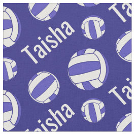 Tela Netball azul nombre blanco patrón de deportes