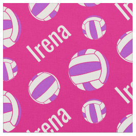 Tela Netball nombre púrpura blanco deportes patrón rosa