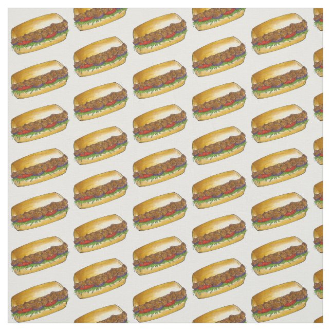 Tela New Orleans Shrimp Po Boy Poboy Sandwich Fabric (Retal)