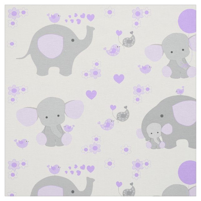Tela Niña Elefante Púrpura (Retal)