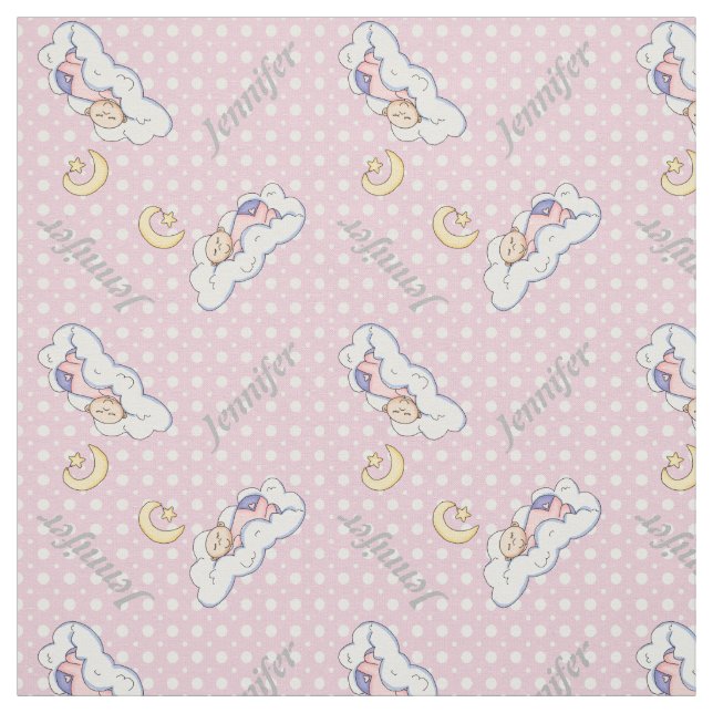 Tela Niña que duerme, nace y cría de puntos de polka ro (Retal)