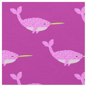 Tela Niña Rosa bonito Narwhal Patterada