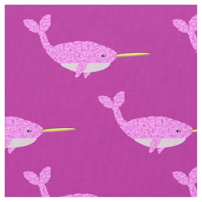 Tela Niña Rosa bonito Narwhal Patterada (De cerca)