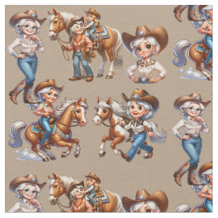 Tela Niñas de rodeo occidentales Caballos de niño (niña