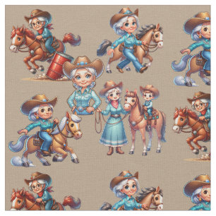 Tela Niñas de rodeo occidentales Caballos de niño (niña