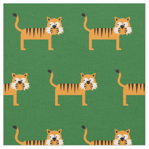 Tela Niño de tigre lindo bebé guardería verde gato