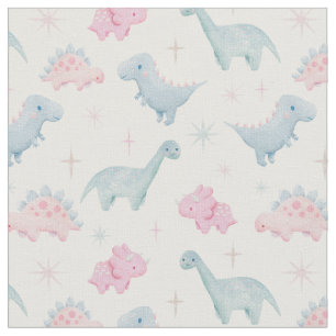Tela Niños con patrones de dinosaurios rosados