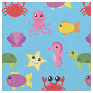 Tela Niños curados Pescado Bebé Nursera Acuario Océano