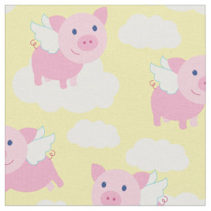 Tela Niños Cutos Volando Cerdos Bebés Nursery Piggy