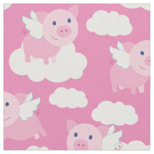 Tela Niños Cutos Volando Cerdos Bebés Nursery Piggy