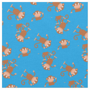 Tela Niños monos pequeños bebés Nursery Azul