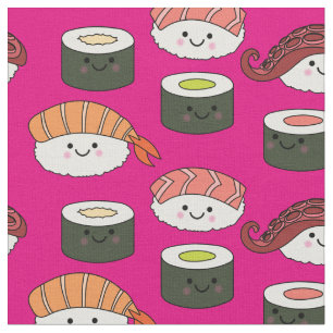 Tela Niños sushi kawaii Personalizado comida rosada