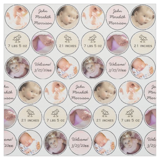 Tela Nombre de la niña del collage de fotos, stats del (Retal)