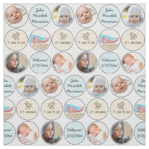 Tela Nombre del bebé del collage de fotos, stats del