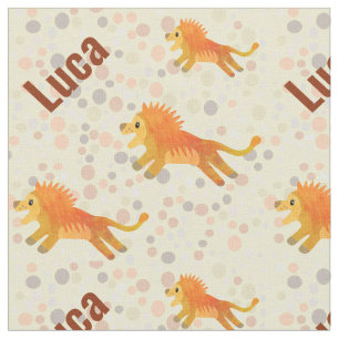 Tela Nombre personalizado dibujo animado lindo león niñ