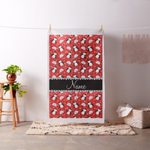Tela Nombre personalizado neón rojo purpurina pingüinos