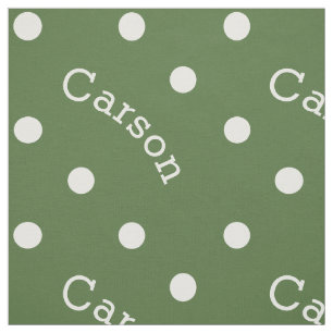 Tela Nombre personalizado Punto de polka verde del árbo