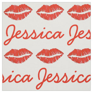 Tela Nombre Personalizado Red Lips Lipstick Kiss Imprim