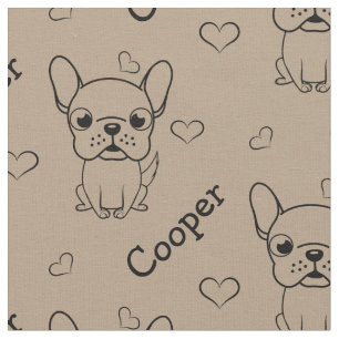 Tela Nombre personalizado y corazón Bulldog francés