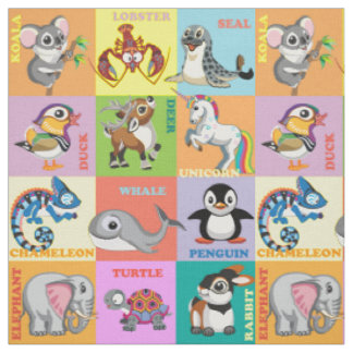 Tela Nombres de animales con imágenes de animales Perso