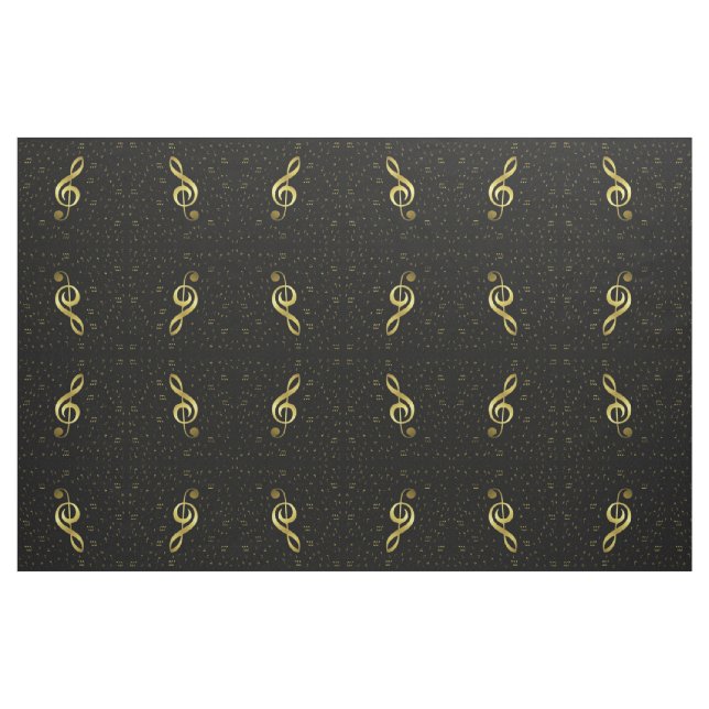 Tela notas de oro en negro ("Cuarto gordo" (fat quarter))