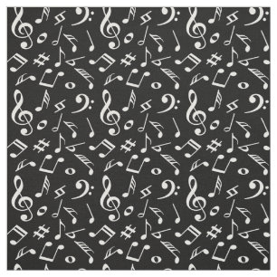 Tela Notas en blanco y negro.Musical Modern.Letras