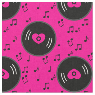 Tela notas musicales de color rosa vinil record