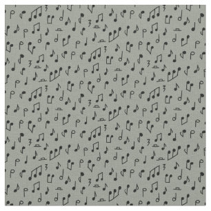 Tela Notas musicales de garabatos negras sobre gris med