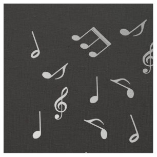 Tela notas musicales rojas y negro plateado