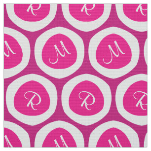 Tela Novedad moderna del rosa y blanca del monograma