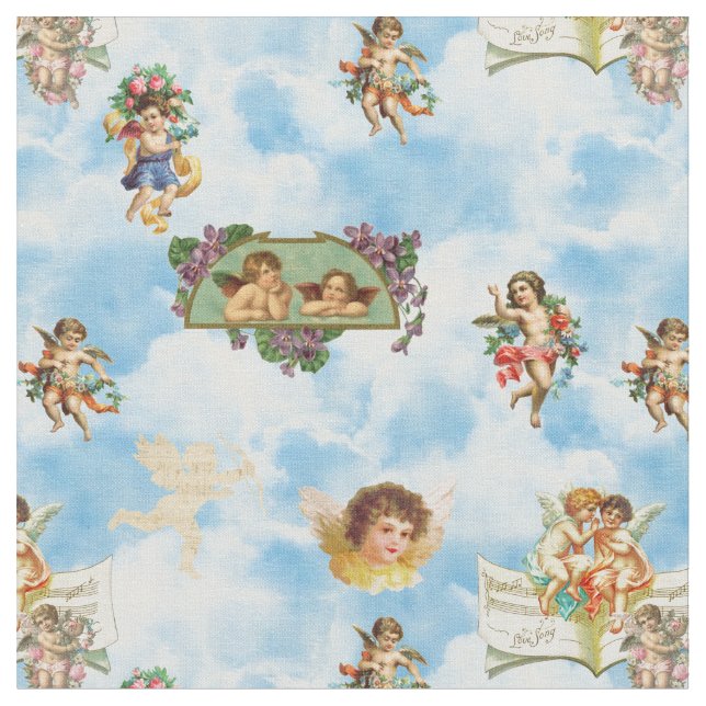 Tela nubes angel cherubs (De cerca)