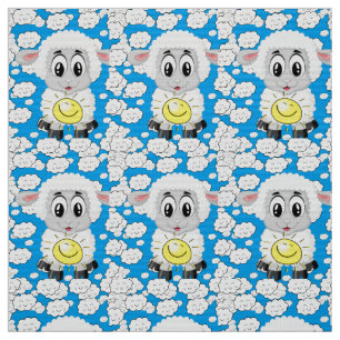 Tela Nubes de sol de oveja Tejido azul