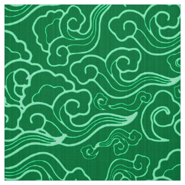 Tela Nubes japonesas del vintage, verde de jade (Retal)