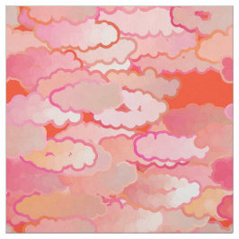Tela Nubes japonesas, puesta del sol, coral, fucsia,
