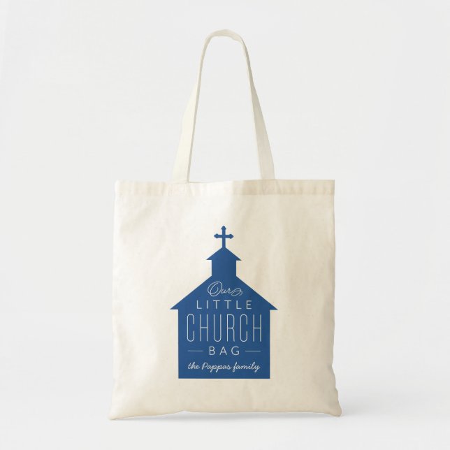 Tela Nuestro pequeño bolso de la iglesia tote del niño  (Frente)