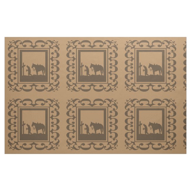 Tela occidental 9" del diseño del rezo del vaquero ("Cuarto gordo" (fat quarter))