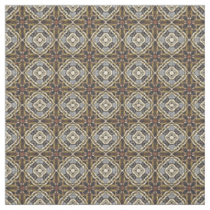 Tela Ocre Marrón Gris Taupe Estilo Patrón de Batik de B